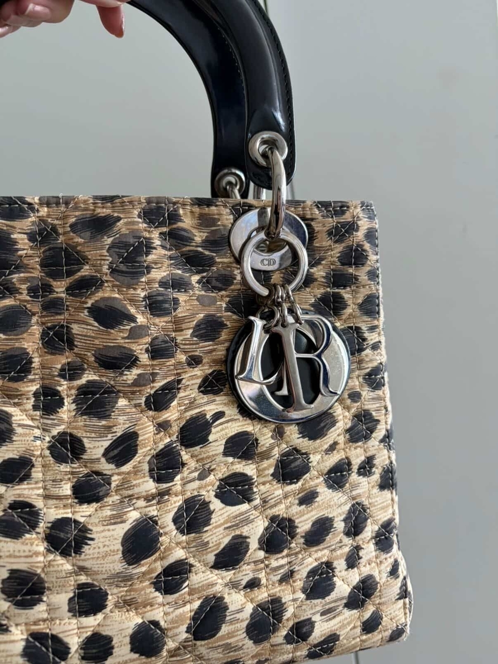 Christian Dior Medium Lady Dior Leopard Print Handbag